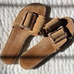 Tan Suede Espadrille Flat Sandals